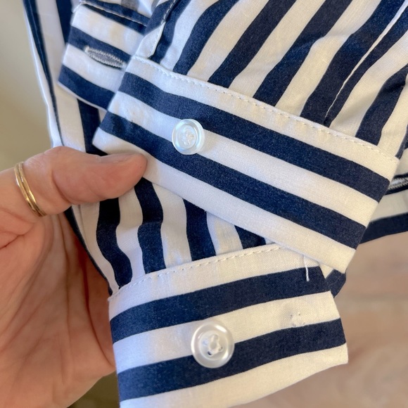 FDJ blouse stripes navy size 8 medium - Picture 6 of 8
